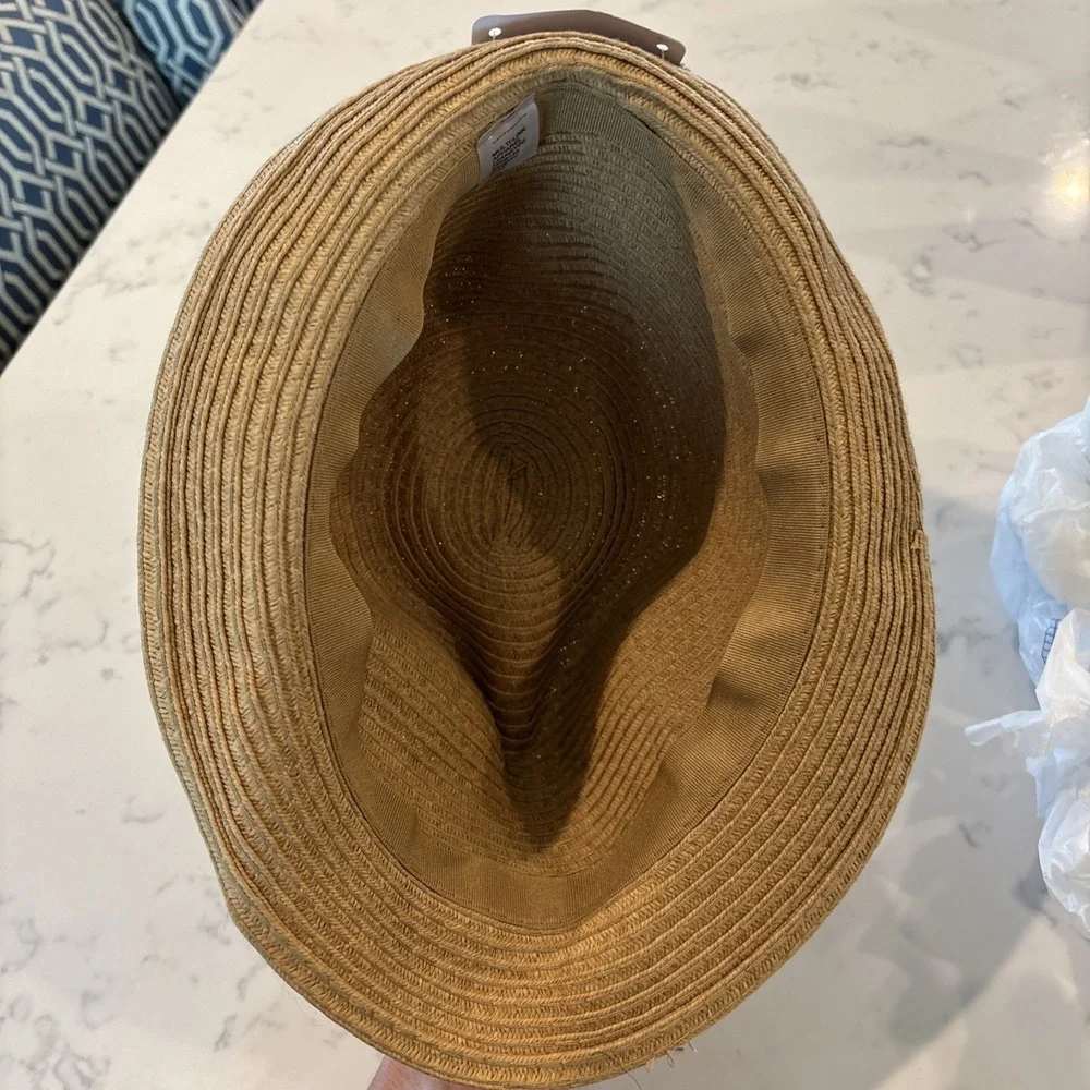 Tommy‎ Bahama Kids Straw Fedora Hat Seersucker Striped Band Vacation Summer NWT